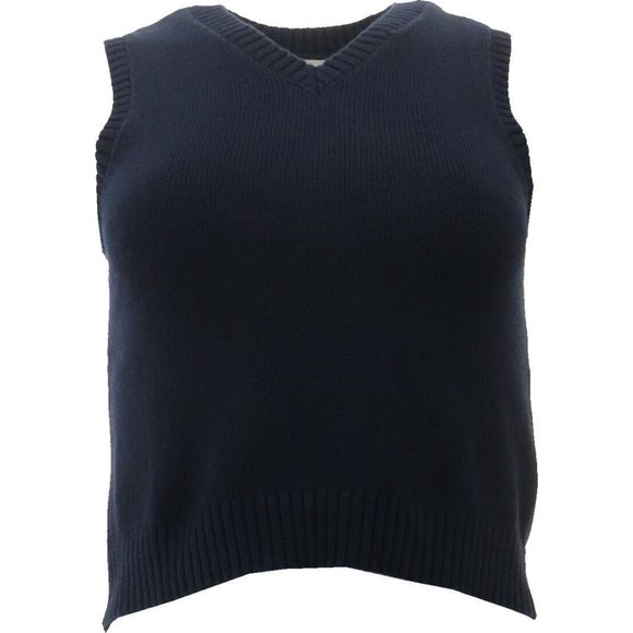 NWT LANDS' END GIRL'S DRIFTER V-NECK SWEATER VEST CLASSIC NAVY LARGE (6X-7) - Picture 1 of 7